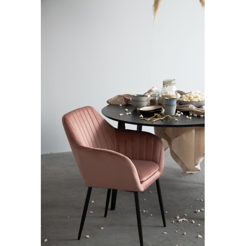 Krzesło do jadalni Jonson z podłokietnikami różowe welur