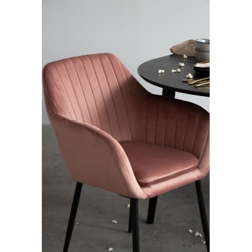 Krzesło do jadalni Jonson z podłokietnikami różowe welur