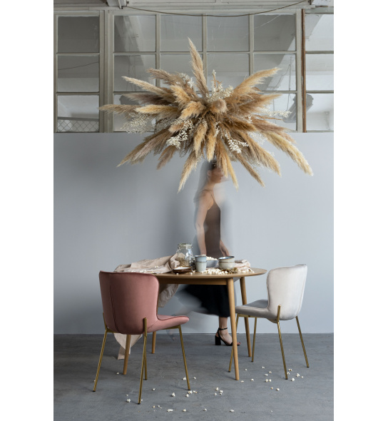 Krzesło welurowe do jadalni Sully brudny róż nowoczesne - złote nogi