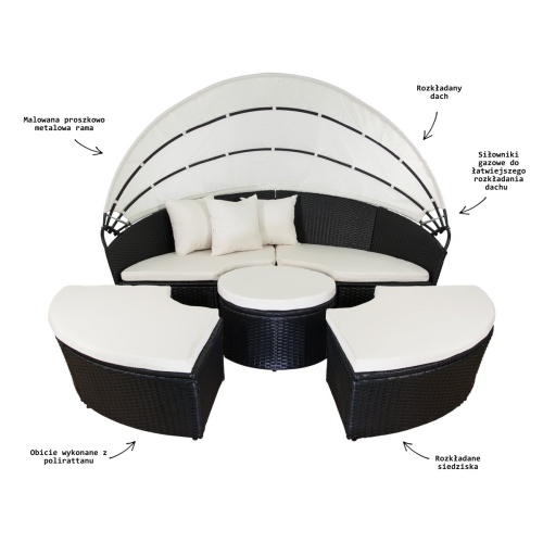 Leżak ogrodowy wyspa Sunset czarna