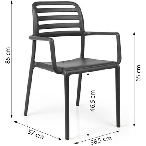 Krzesło ogrodowe Nardi Costa antracytowe