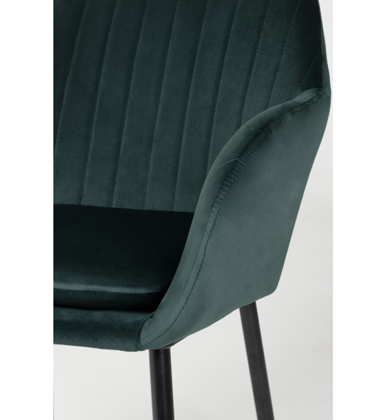 Krzesło do jadalni Jonson z podłokietnikami zielone welur