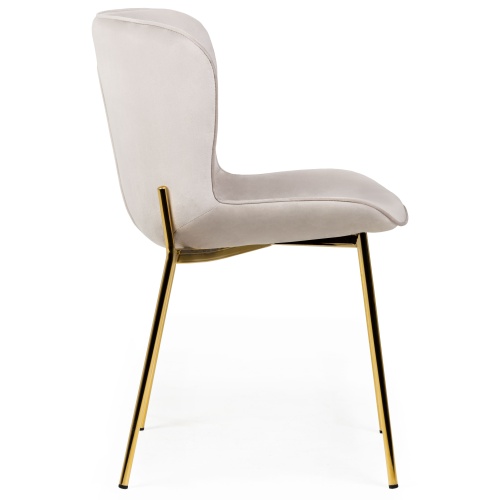 Krzesło welurowe do jadalni Sully beżowe nowoczesne - złote nogi