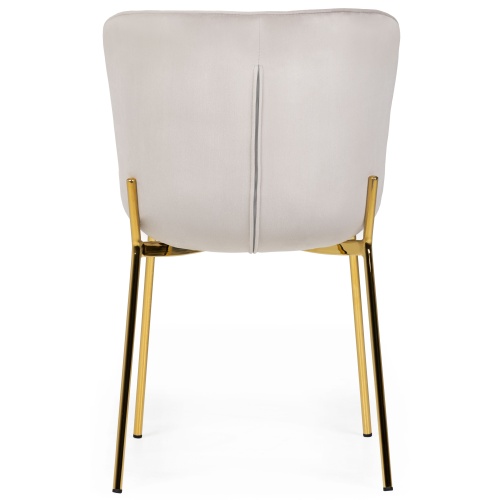 Krzesło welurowe do jadalni Sully beżowe nowoczesne - złote nogi