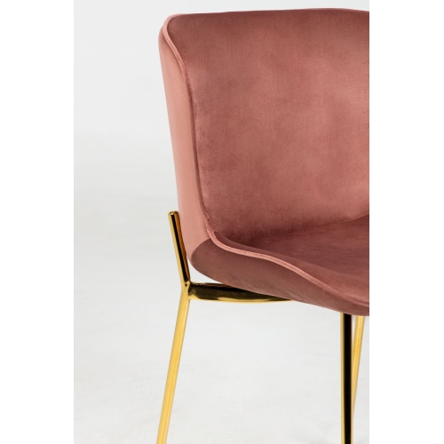 Krzesło welurowe do jadalni Sully brudny róż nowoczesne - złote nogi