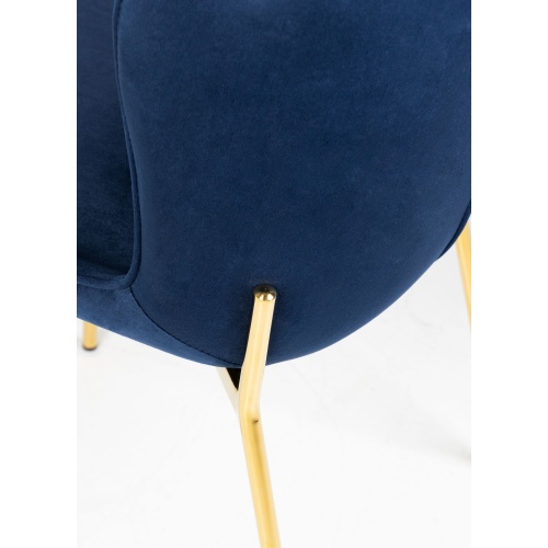 Krzesło welurowe do jadalni Sully granatowe nowoczesne - złote nogi