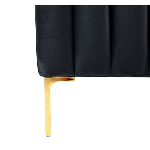 Łóżko tapicerowane ze stelażem i wysokim zagłówkiem Lana 160x200 czarne welur złote nóżki