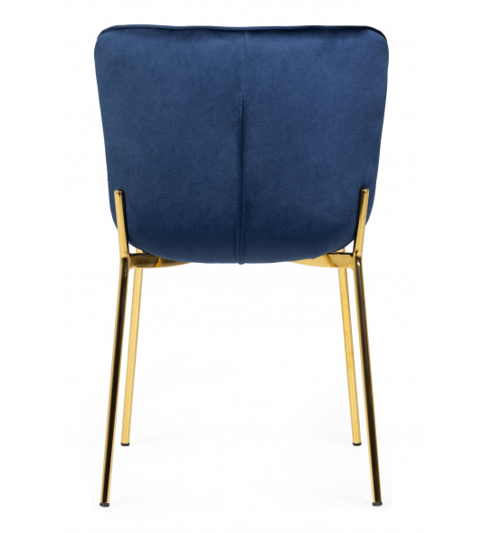Krzesło welurowe do jadalni Sully granatowe nowoczesne - złote nogi