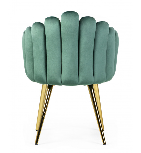 Krzesło welurowe Canis muszelka zielone/złote nóżki