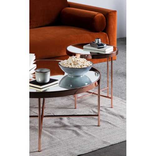 Okrągły stolik kawowy Elisa II 82 cm czarny/miedziany pomarańczowy