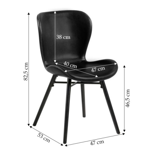 Krzesło do jadalni Batilda ekoskóra czarne/czarne nogi