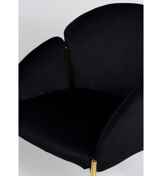 Krzesło welurowe z podłokietnikami Nalia czarne/złote