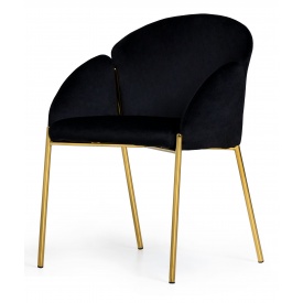 Krzesło welurowe z podłokietnikami Nalia czarne/złote