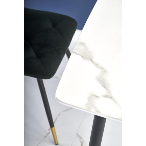 Stół do jadalni Marco 120 cm biały efekt marmuru szklany blat