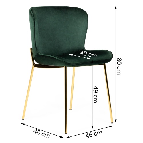 Krzesło welurowe do jadalni Sully butelkowa zieleń nowoczesne - złote nogi