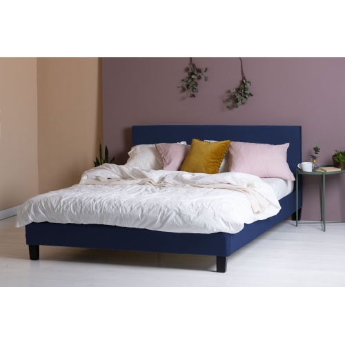 Łóżko z pojemnikiem Matson 160x200 niebieskie welur