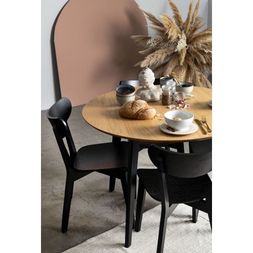 Zestaw stołowy Roxby dąb/czarny stół i cztery krzesła