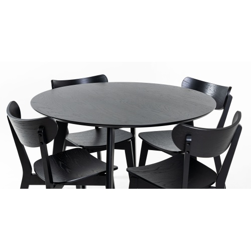 Zestaw stołowy Roxby czarny stół i cztery krzesła