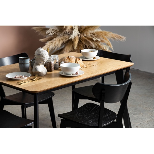 Zestaw stołowy Roxby 120 dąb/czarny stół + 4 krzesła
