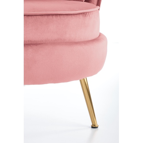 Fotel welurowy Almond różowy/złoty