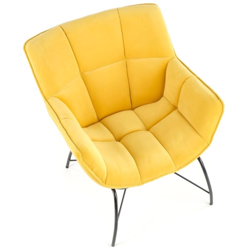 Fotel wypoczynkowy Belton żółty/czarny welur