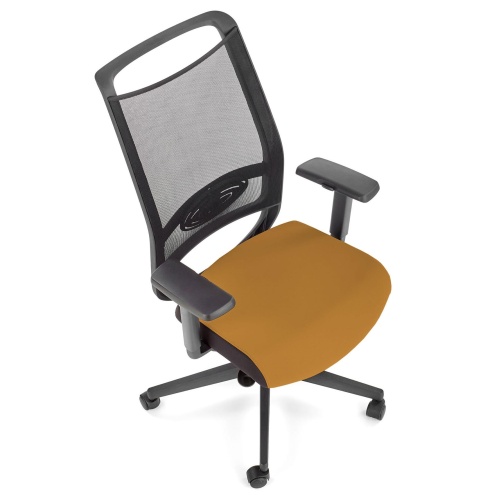 Regulowany fotel biurowy Gulietta obrotowy czarny/musztardowy