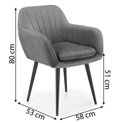 Krzesło welurowe K429 popielate/czarne