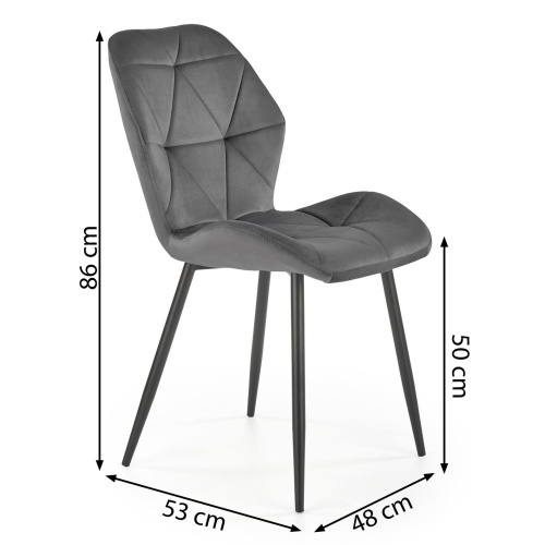 Krzesło welurowe K453 popielate/czarne