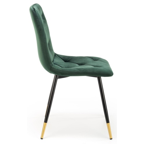 Krzesło welurowe K438 zielone ze złotymi wstawkami
