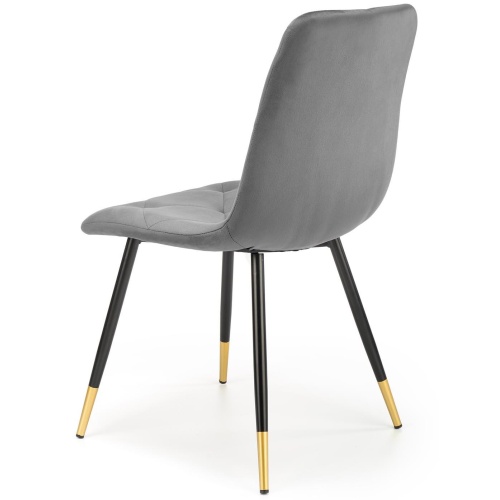 Krzesło welurowe K438 szare ze złotymi wstawkami
