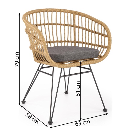 Krzesło z poduszką K456 rattan syntetyczny boho