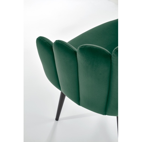 Fotel/krzesło welurowe K410 muszelka zielone/czarne nóżki