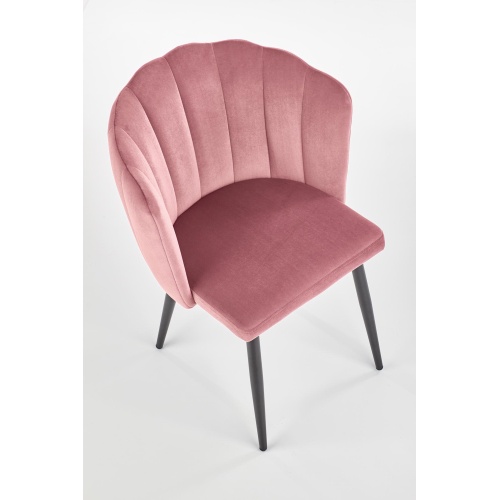 Krzesło welurowe K386 różowe/czarne wysokie nóżki