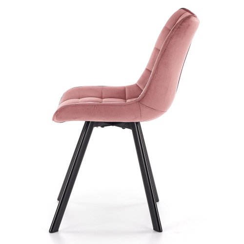 Krzesło z przeszyciami K332 różowe welur nowoczesne