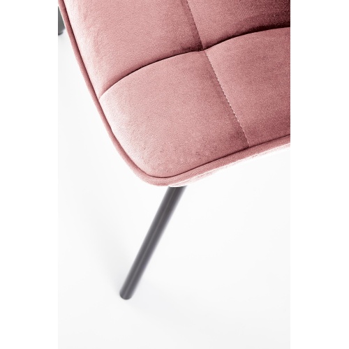 Krzesło z przeszyciami K332 różowe welur nowoczesne