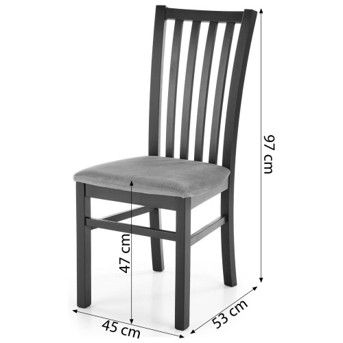 Krzesło drewniane Gerard 7 szare/czarne welur