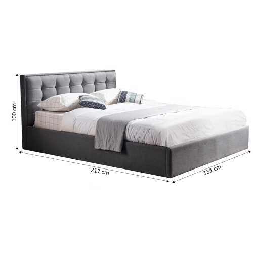 Łóżko do sypialni Padva 120x200 cm szare z pojemnikiem