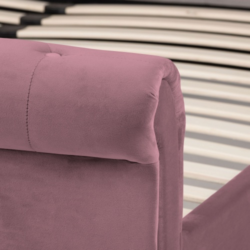 Włoskie łóżko tapicerowane ze stelażem Sugar 160x200 różowe welur glamour