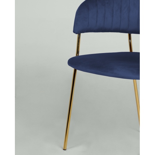 Krzesło welurowe Imogen granatowe/złote nogi