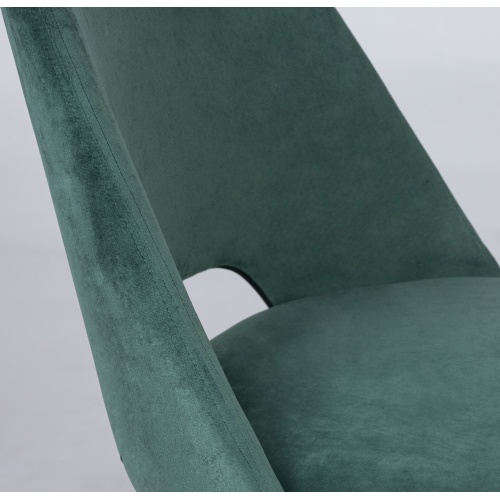 Krzesło z wycięciem Luizi welurowe butelkowa zieleń/czarne nogi