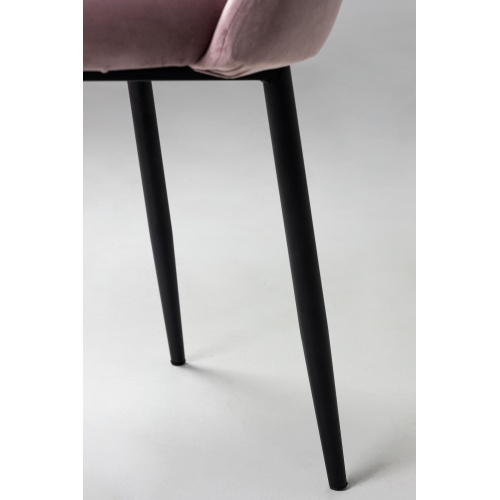 Krzesło z wycięciem Luizi welurowe brudny róż/czarne nogi
