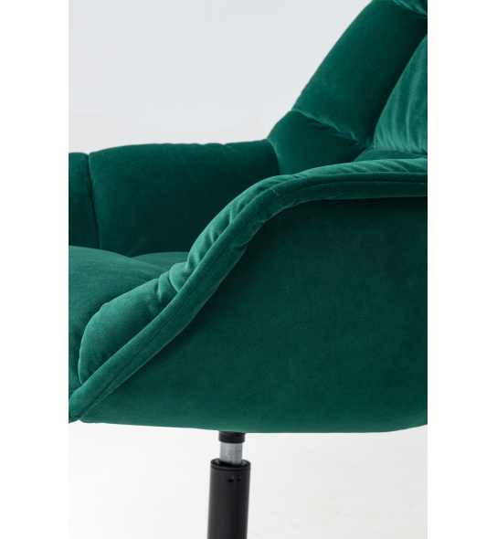 Fotel obrotowy Convi zielony welur czarne nóżki pikowany