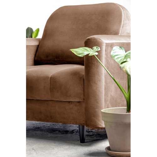 Fotel wypoczynkowy Obvious brązowy welurowy