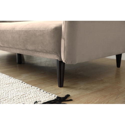 Sofa rozkładana Temmelig 2.0 szary beż pikowanie jodełka aksamit welur