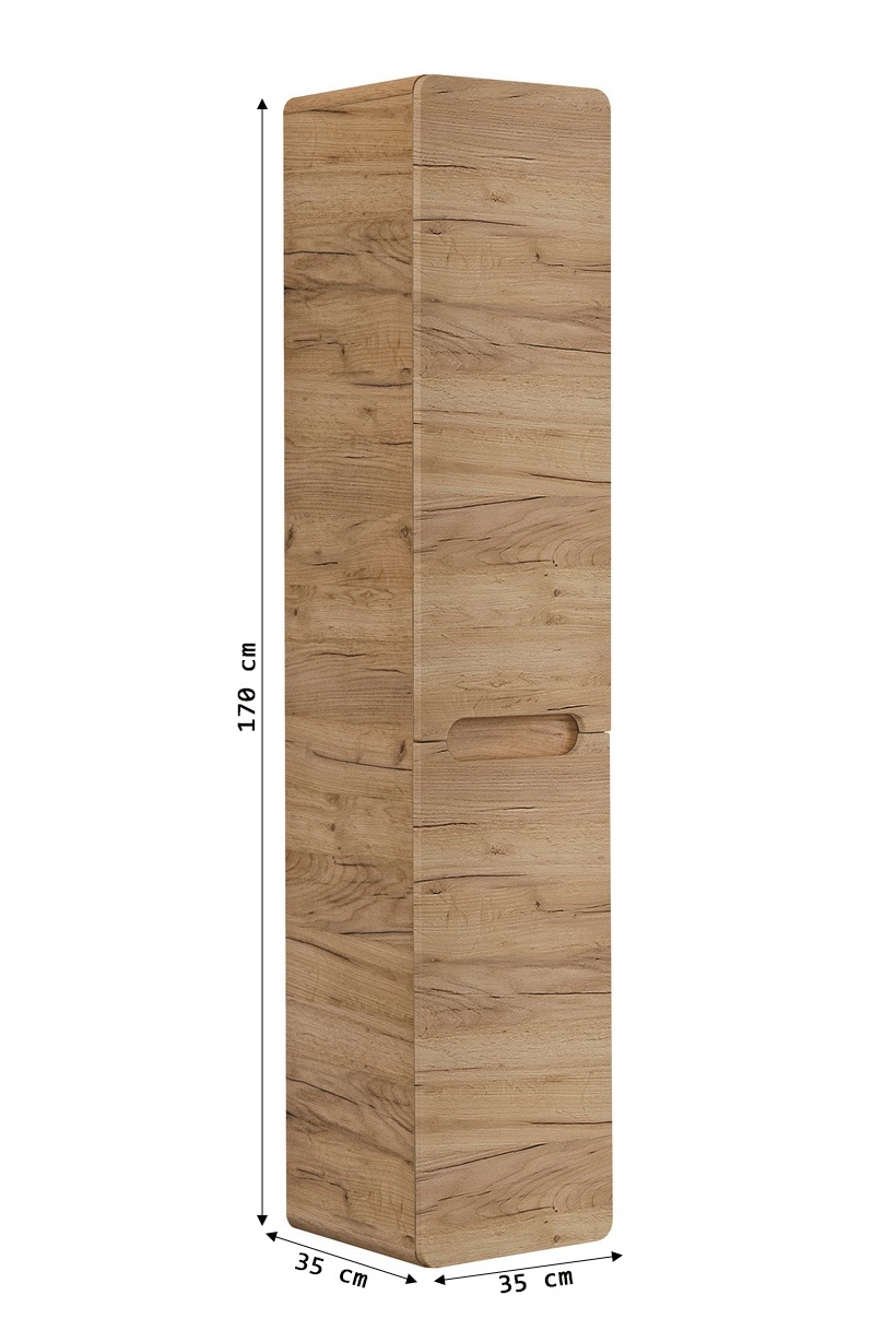 Szafka łazienkowa słupek Aruba 170 cm z koszem na pranie dąb craft złoty