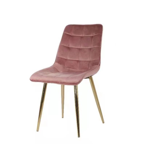 Krzesło welurowe Giuseppe pudrowy róż/złote pikowane