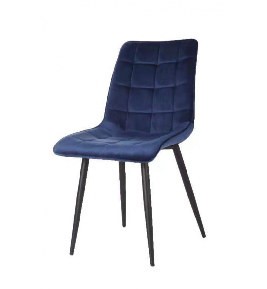 Krzesło welurowe Giuseppe niebieskie/czarne nóżki pikowane
