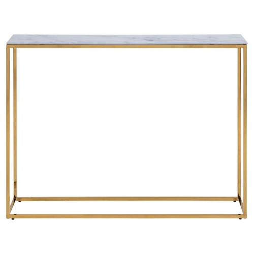 Szklana konsola Alisma 110 cm marmur biała/złota