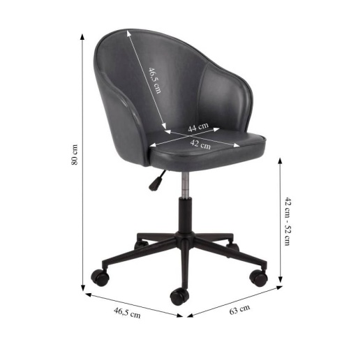 Krzesło biurowe Mitzie szare z ekoskóry