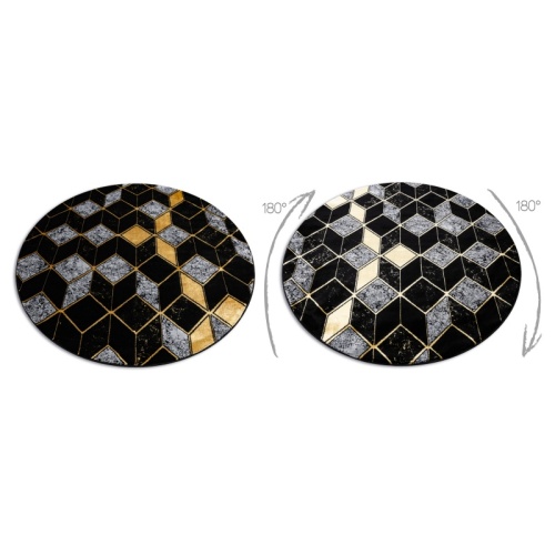 Dywan okrągły Jonesboro geometryczny czarny/złoty glamour